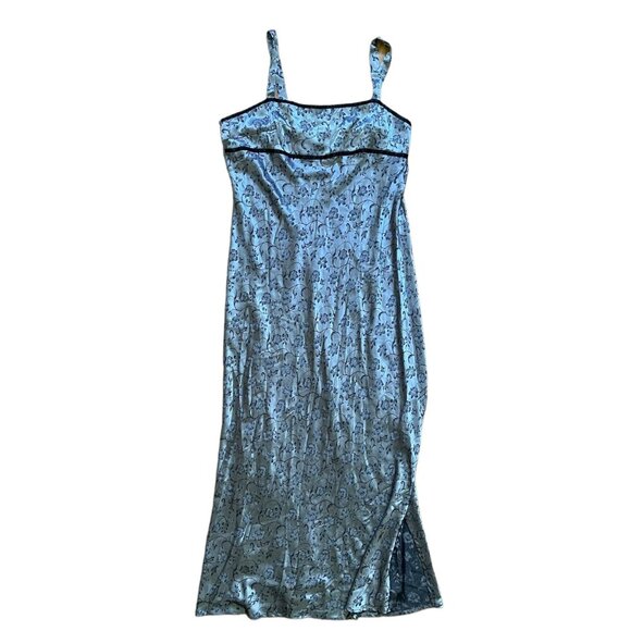 VTG 90s Y2K Metallic Floral Maxi Slip Dress - Picture 2 of 5